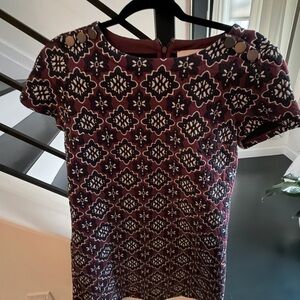 LOFT Purple and White Patterned Blouse